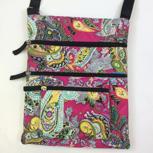 Quilted Pink Paisley Crossbody Bag